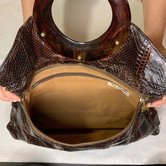 Snakeskin Fold Over Handbag/Clutch - Picture 4 of 5